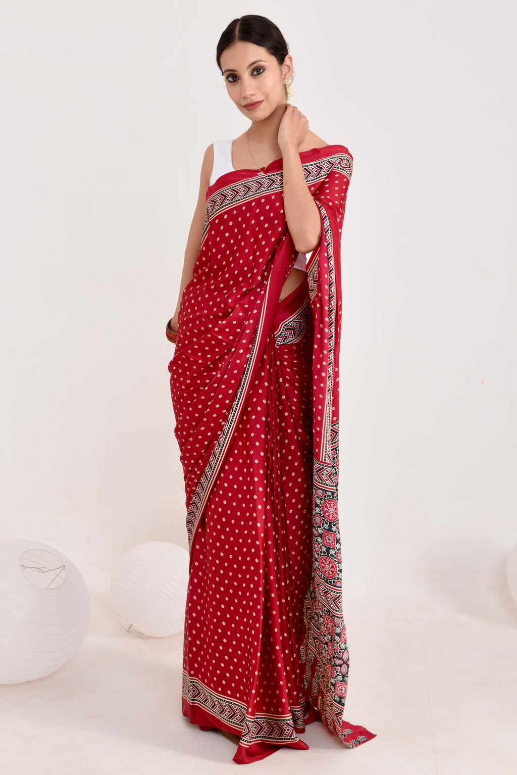 Bandhani Ajrakh  saree