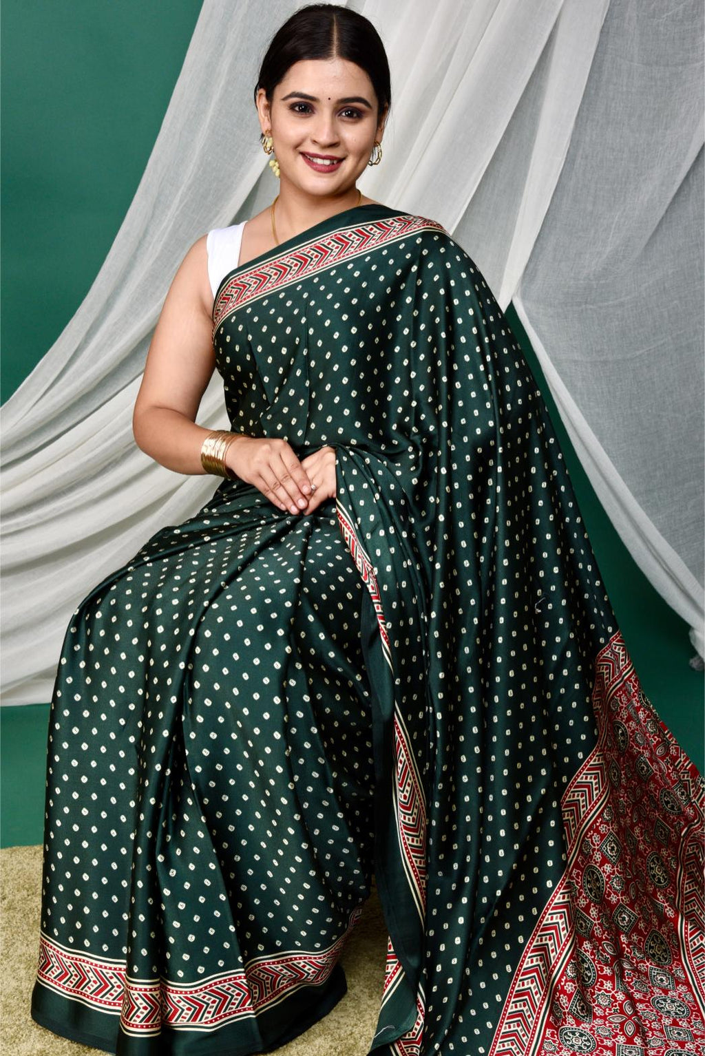Bandhani  Ajrakh saree