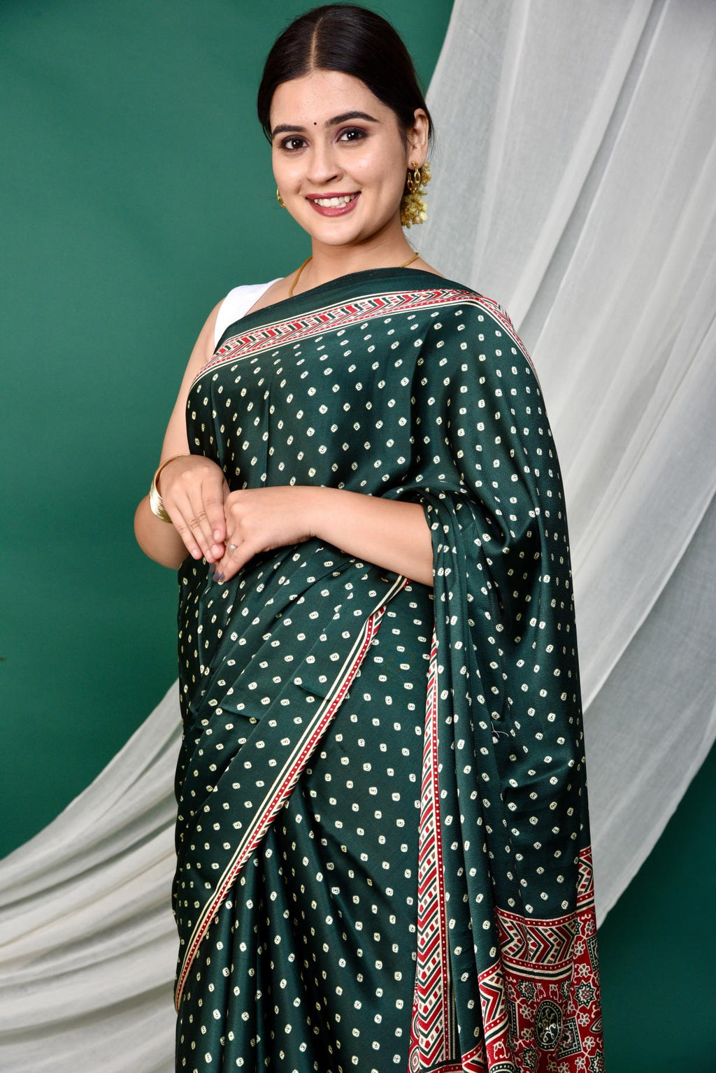 Bandhani  Ajrakh saree